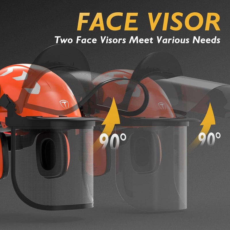 TOOLIOM Chainsaw Helmet with Face Shield and Ear Muffs, Forestry Safety Helmet, ANSI Z89.1 Certified Arborist Helmet, Chainsaw Safety Equipment (with Anti-Fog Goggles) - Image 5